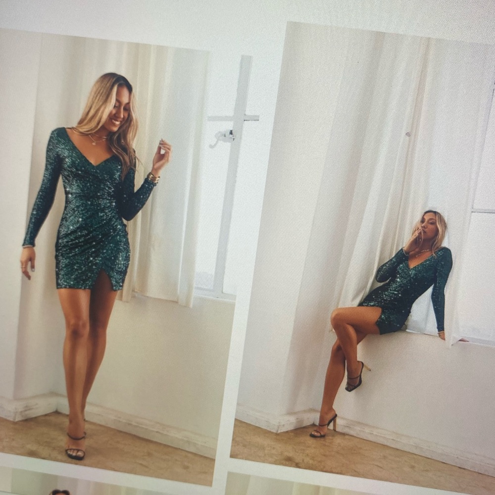 Hello Molly Green Sleeve Mini Dress